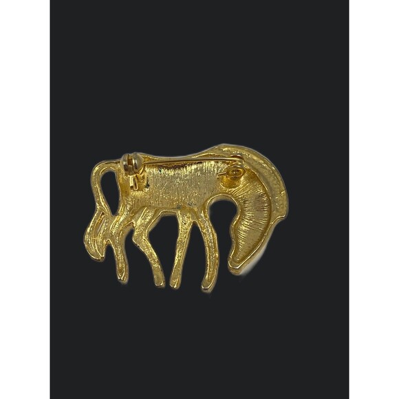 Vintage Gold Plated Base Metal Figural Carved Striped Zebra Brooch Pin EUC - Picture 8 of 8